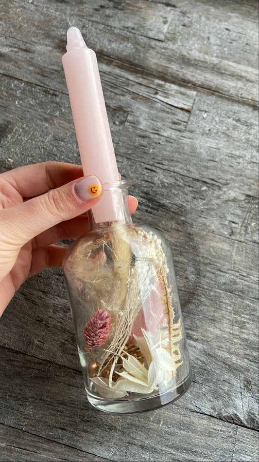 Kerzenglas mit kleiner Kerze